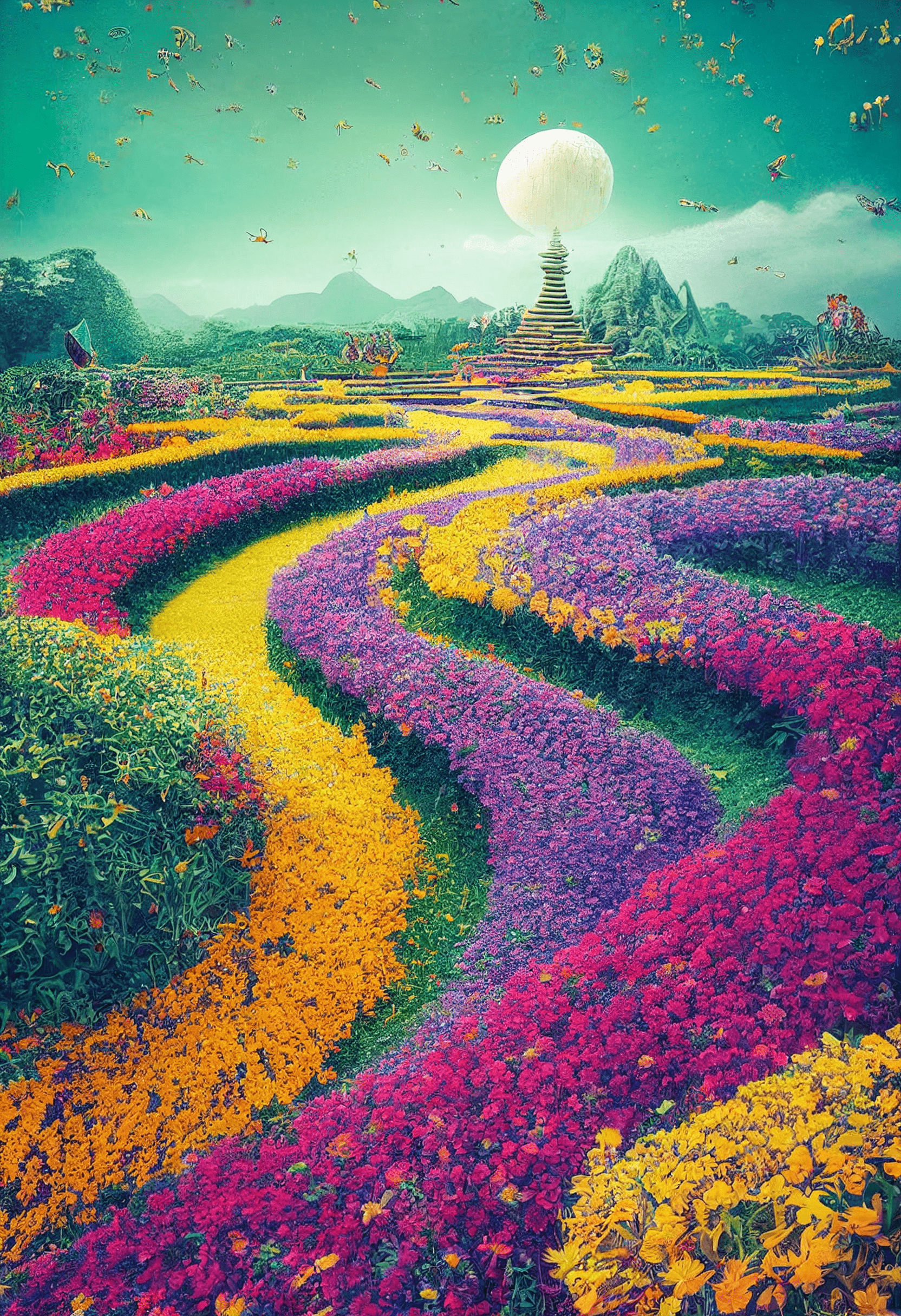 colorful flower maze